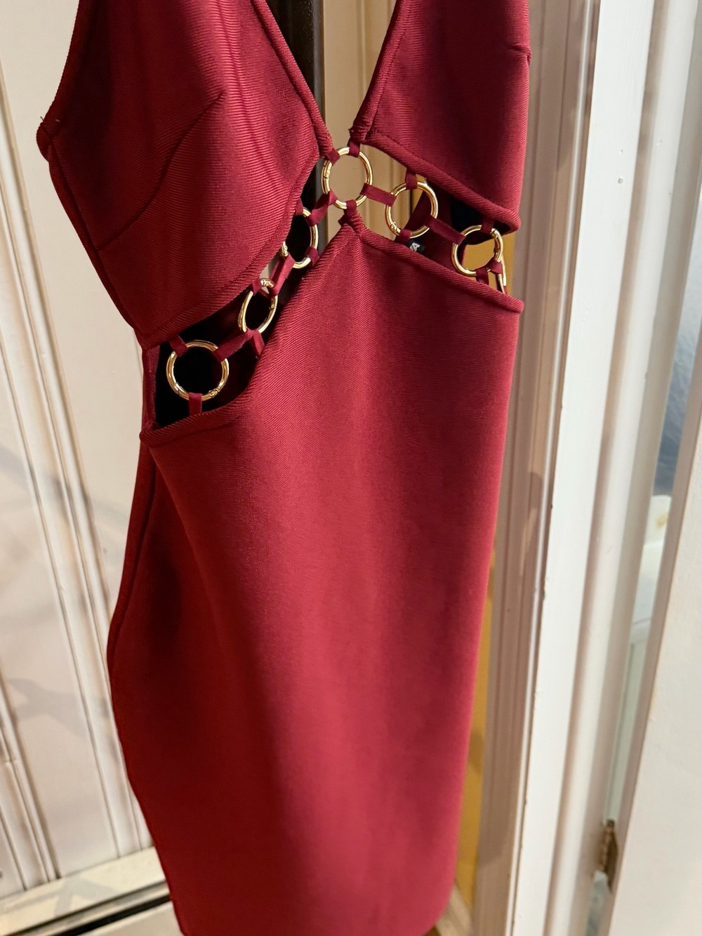 Fashion Nova Burgundy Ring-Detail Bodycon Dress - Picture 3 of 4